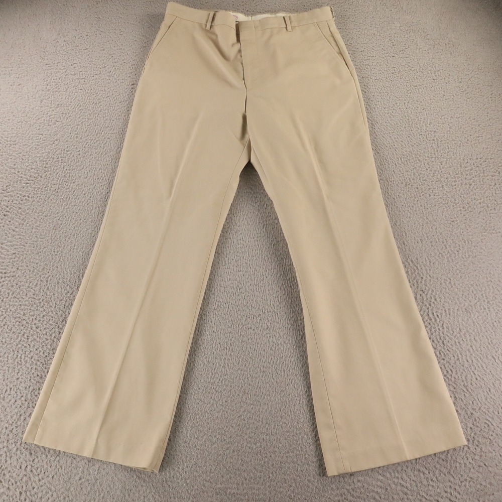 VTG Hopsack Pants Mens 34 Beige Polyester‎ Made in USA 34x30
